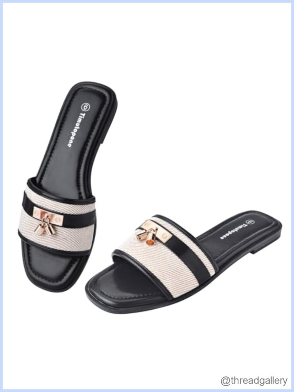 Dressy Flat Sandals for Women Square Open Toe Slip On Slides Comfortable Summer